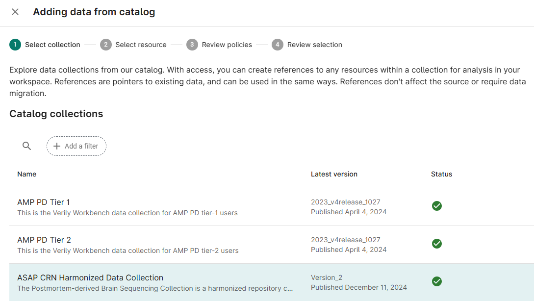 Adding data from catalog