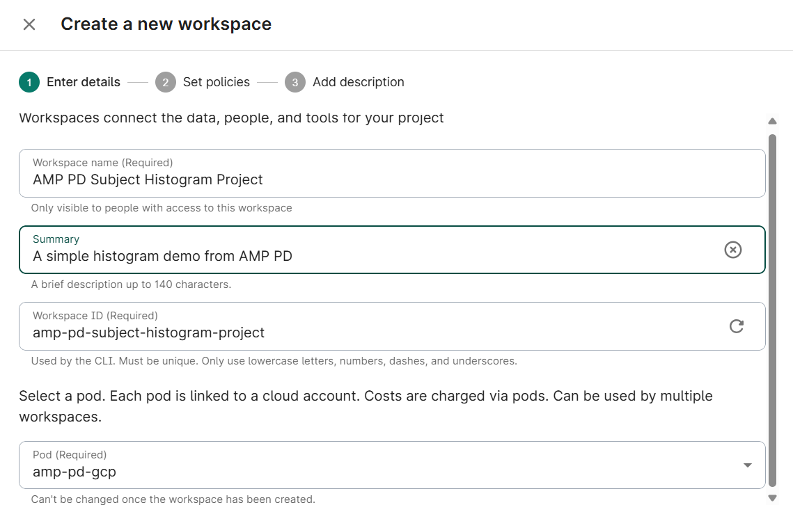 Create a new workspace