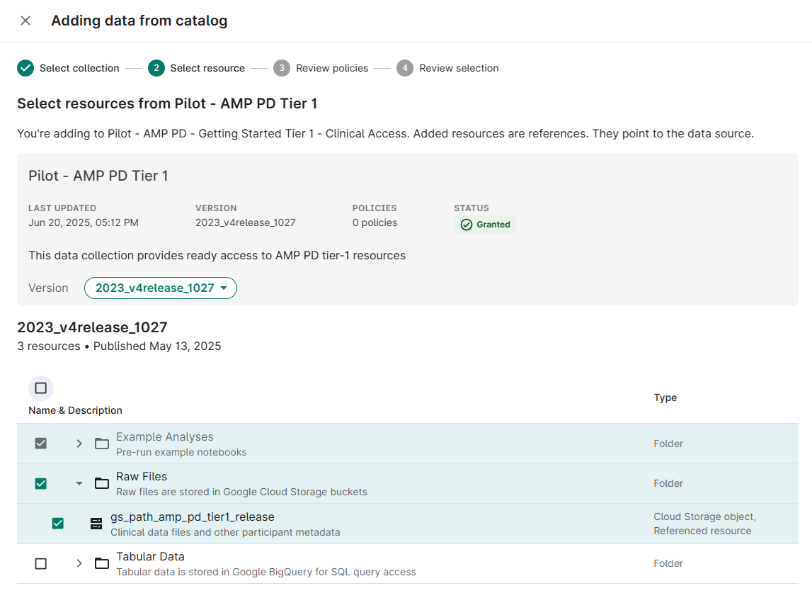 Select resources from Pilot
