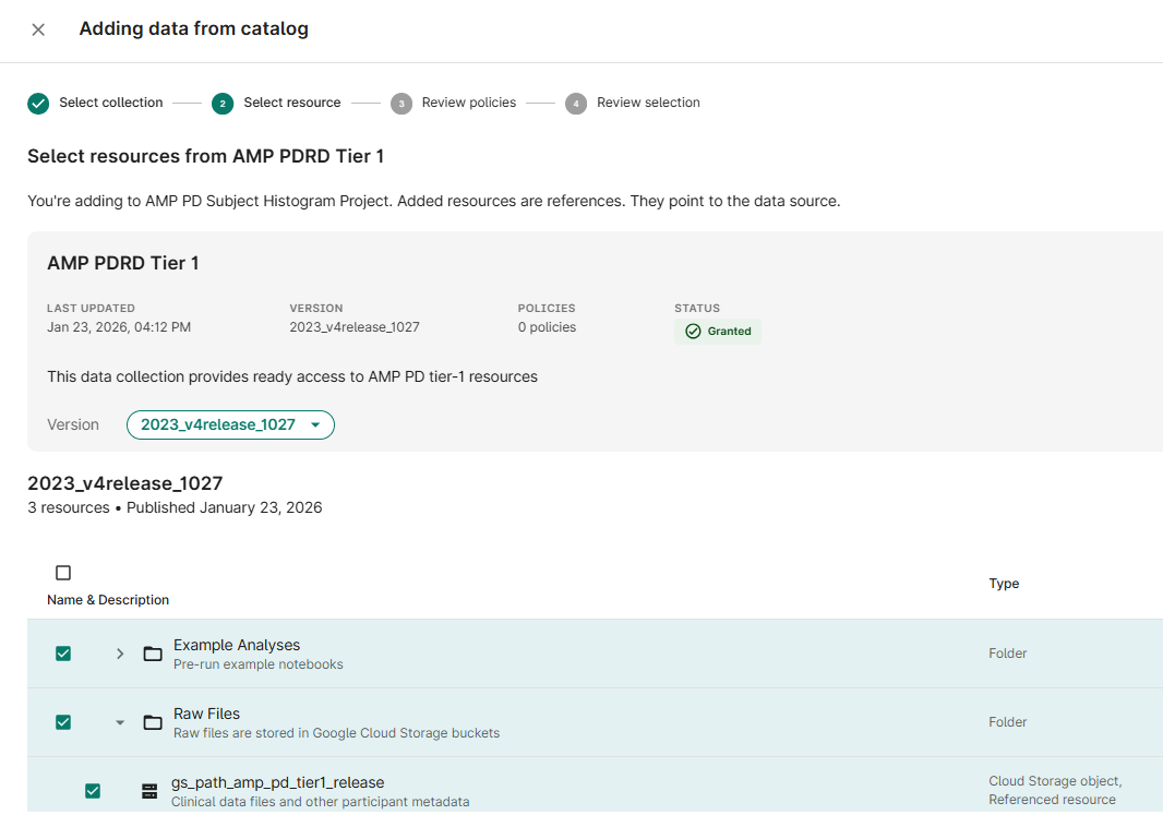Adding data from catalogue