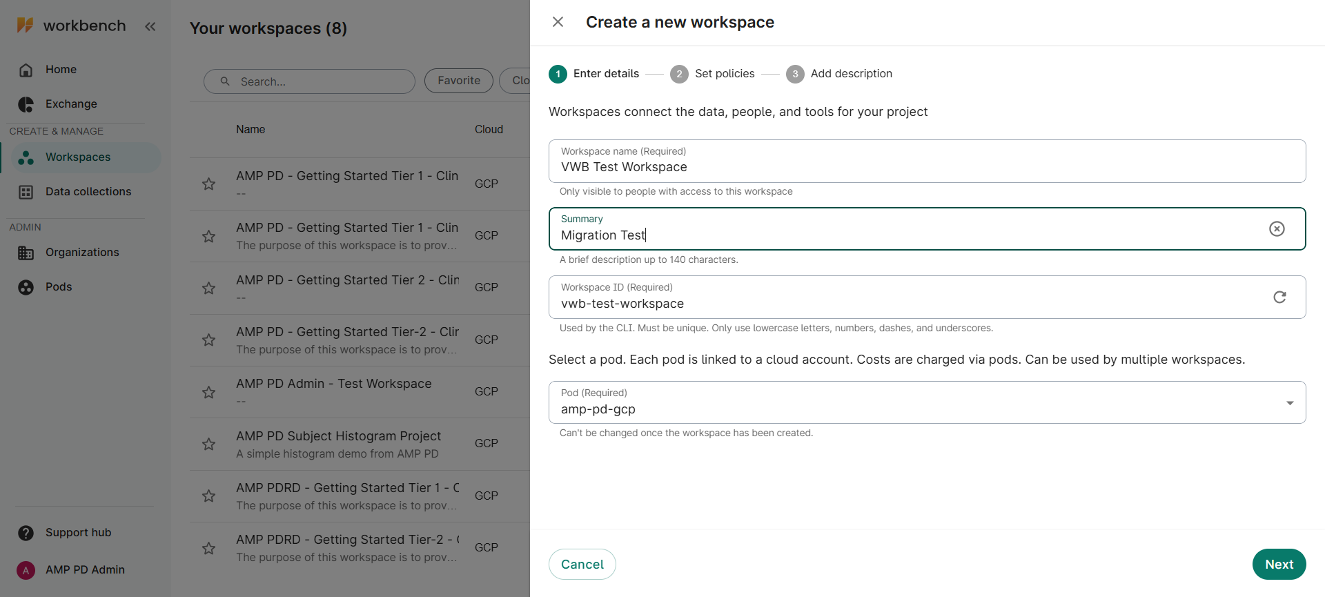 Create a new workspace